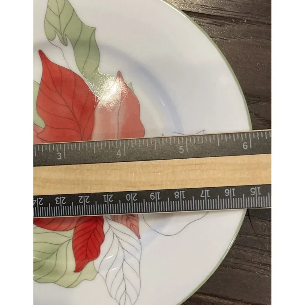 Block Spal Watercolors Poinsettia Bread Butter Plates Plate 6” 1982 Set Of 4 VTG